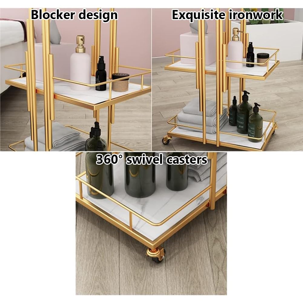 Carrello Per Estetista in Metallo, Moderno Carrello Per Salone Di Bellezza in Ferro Con Ruote, Carrello Portautensili Per Estetista Con Ruote, Per Spa Resort/Barbiere,Argento