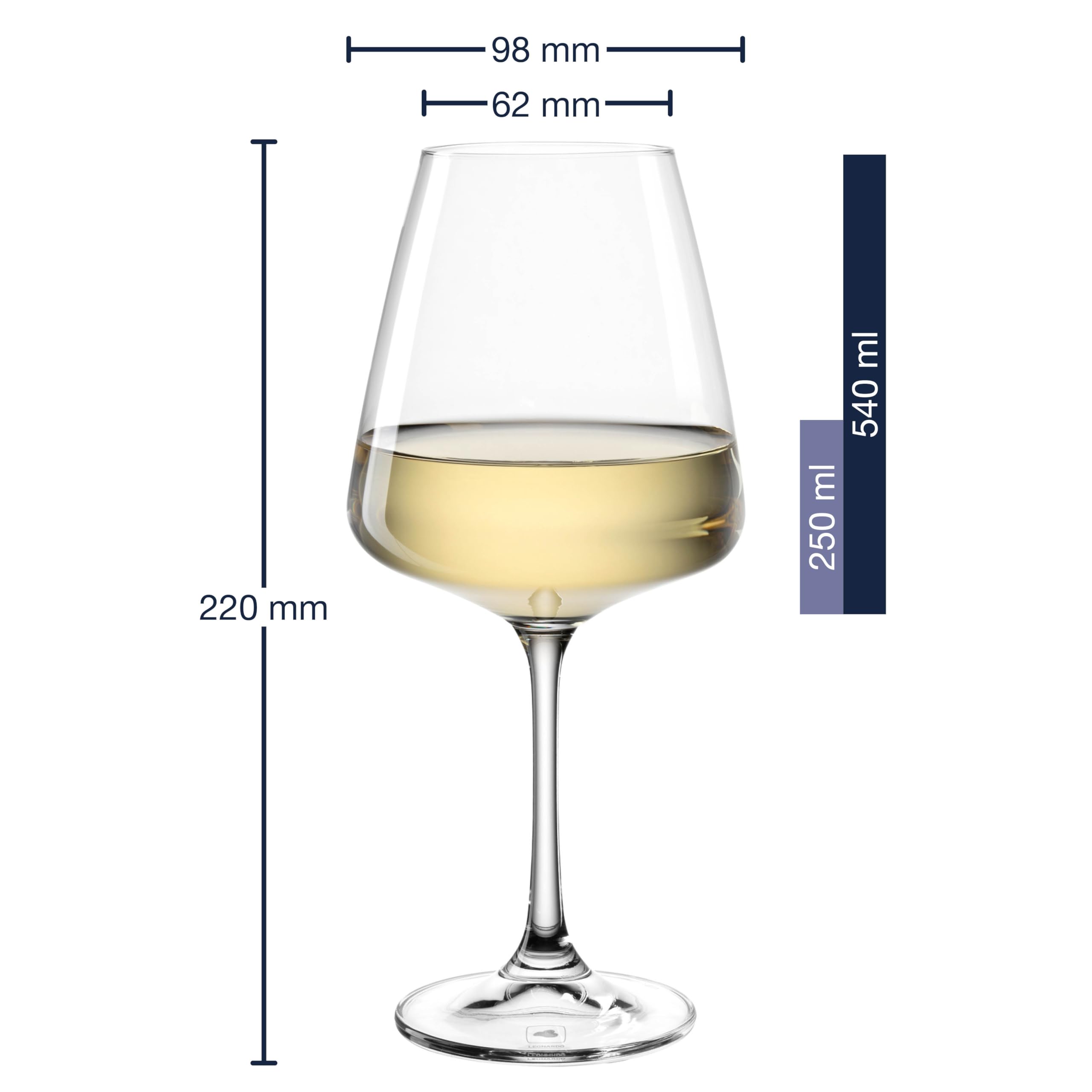 Leonardo Paladino 066313 - Set di 12 bicchieri per vino bianco, vino rosso e spumante, lavabili in lavastoviglie, bicchieri da spumante e vino