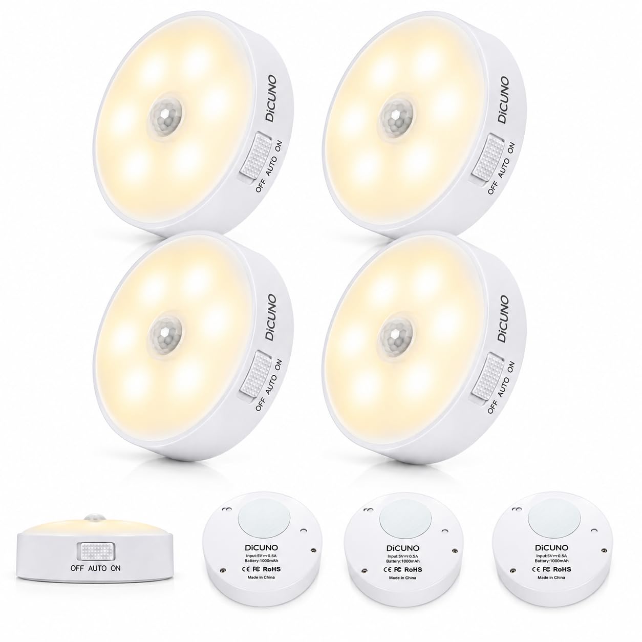 (4 Pcs) Motion Sensor LED Light Motion Sensor Light With Automatic Light Sensor On Off, Wardrobe Lights With Sensor and Cabinet Light for Home Indoor Closet Kitchen and Staircase (White, 4 Pc)-image-41