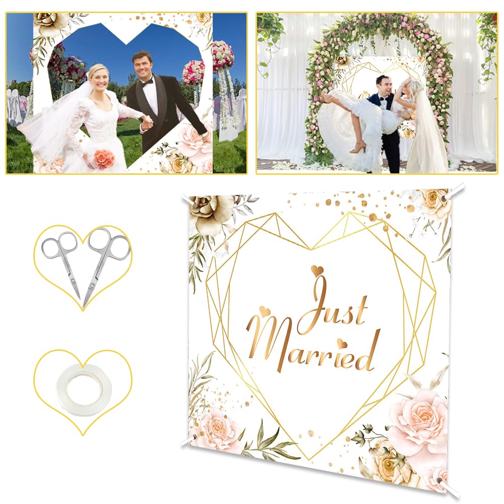 NAROSEBE Fondo Decoracion Boda 200 * 180cm Corazón de Boda para Cortar para Recién Casados Banner de Fondo Boda Telón de Fondo para Photocall Boda para San Valentín Decoraciones de Aniversariode Boda