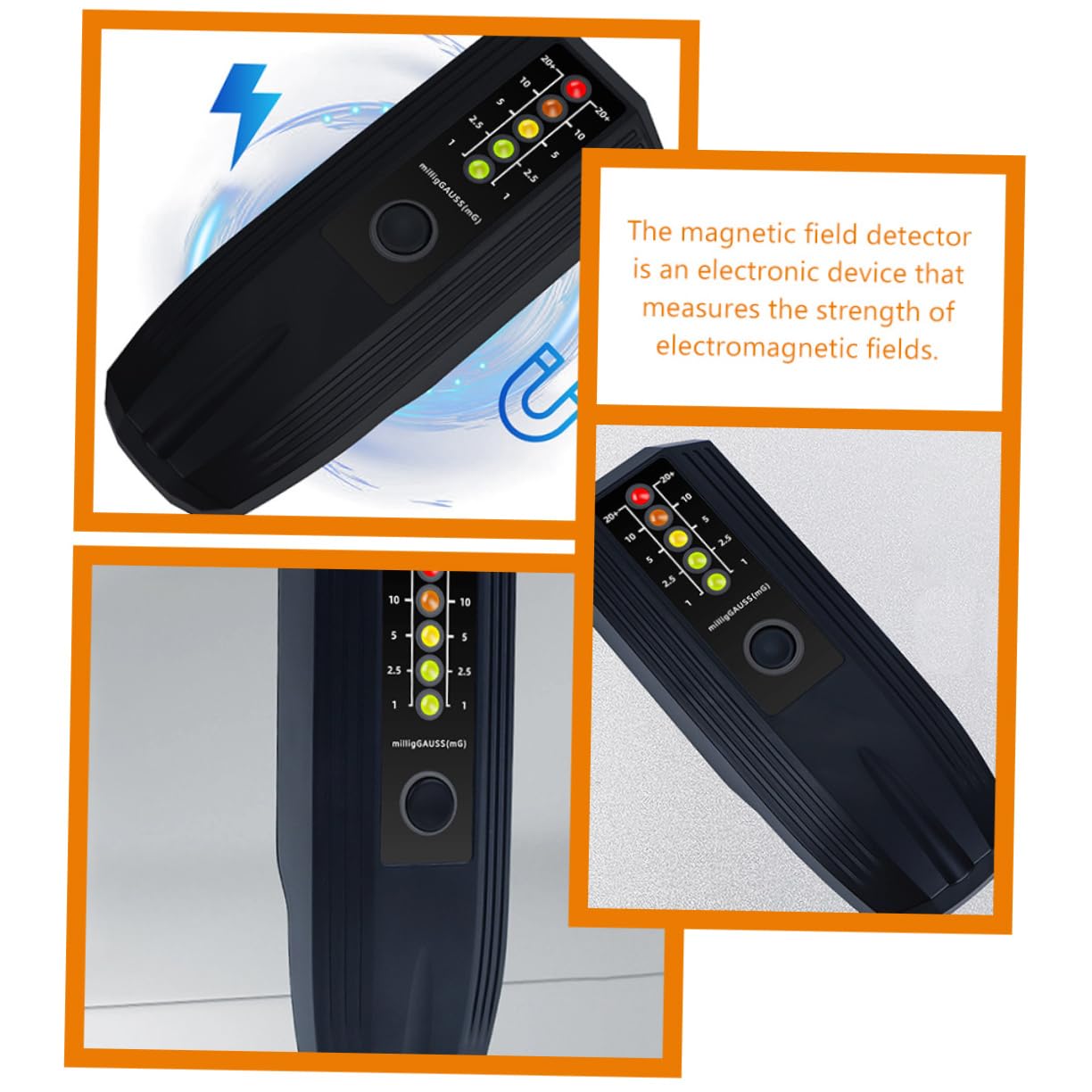 SOLUSTRE 4piezas Detector De Radiación Electromagnética Profesional Medidor De Campo Magnético Digital Portátil Para Investigación y Detección De Emf Muebles Antigüedades y