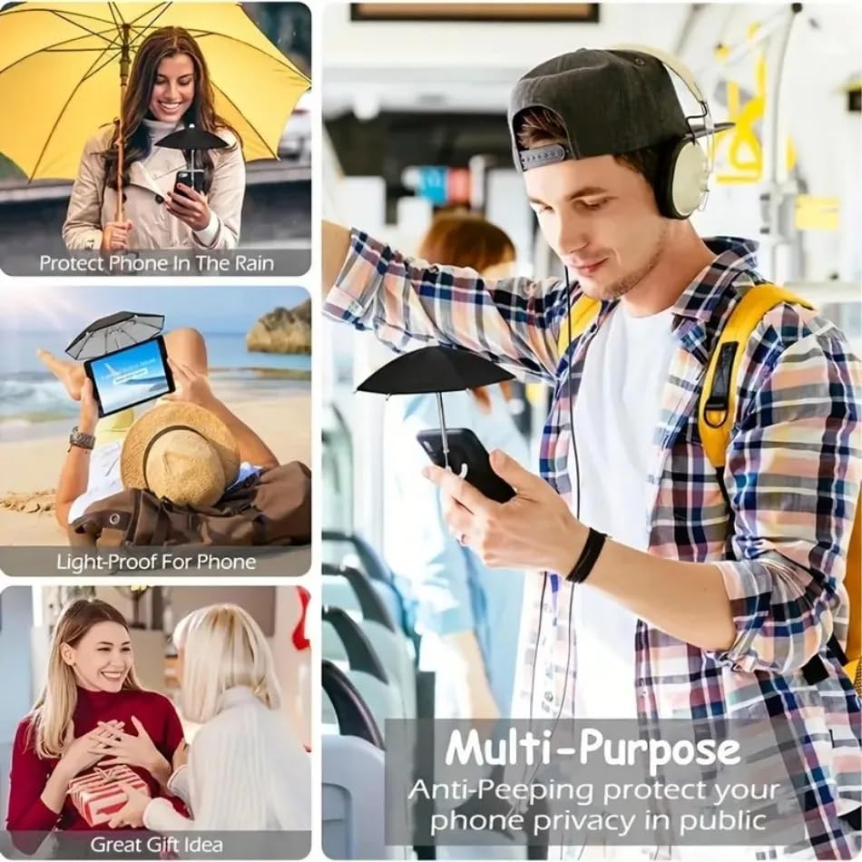 madeokoltd Mini Sun Shade Mobile Phone Holder Sun Umbrella, Suction Cup, Portable, Black, 1pc, Small - Image 4