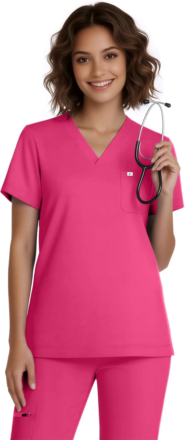 Scrubs for Women Medical Scrubs Set - V-Neck Top & Jogger Pants with 5 Pockets, Soft Stretch Woven fabric,Side splits