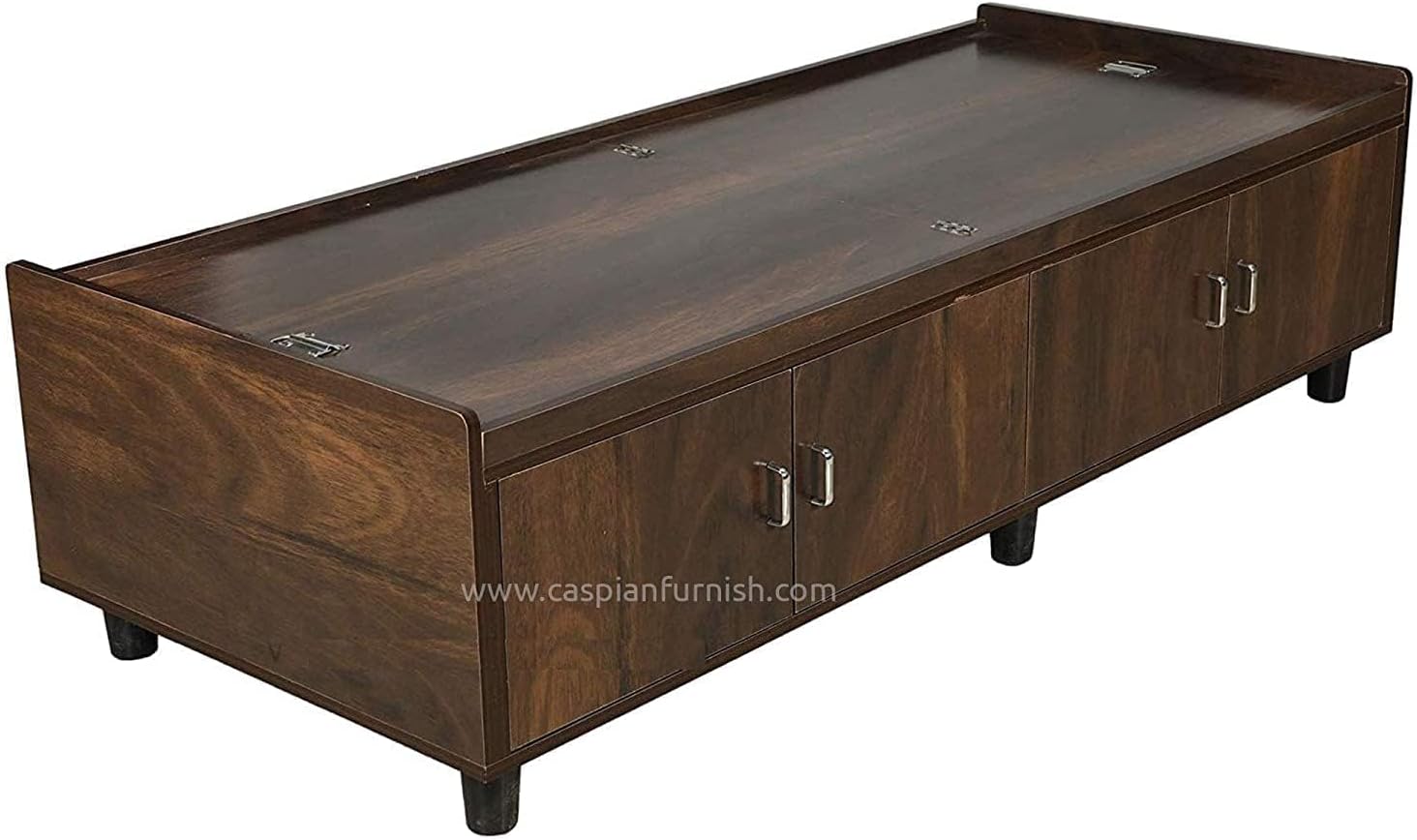 CASPIAN Single Bed Engineered Wood 72 x 30 inch (Rainforest Brown) | Multipurpose Divan Bed with Side & Upper Storage Box | Wooden Furniture for Home, Living Room & Bedroom