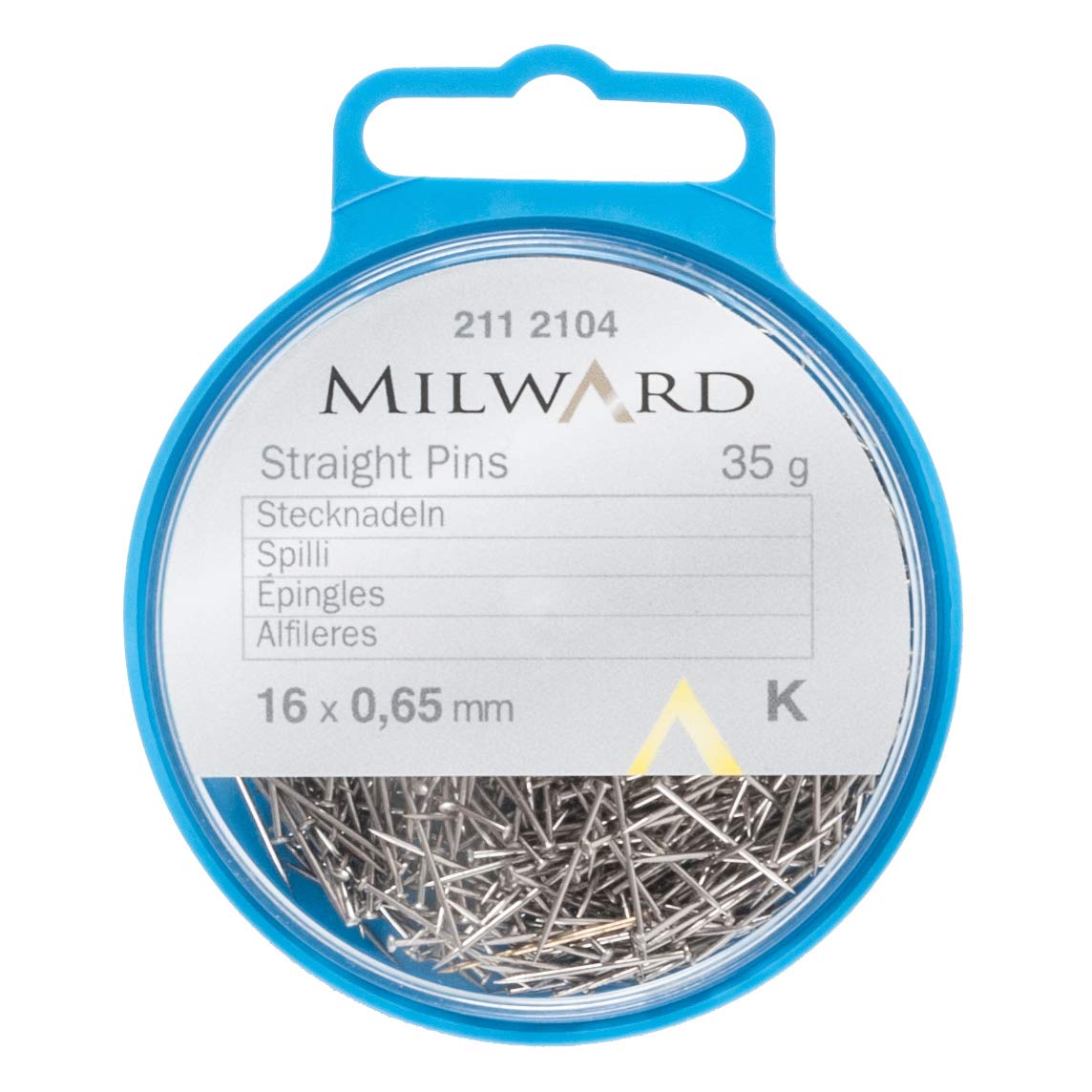 MILWARD Straight Sewing Pins Compact, Mild Steel, Silver, 16mm, 35g