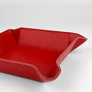 Vide-poche En Cuir Véritable Bordeaux - Plateau De Rangement Clés Et Papeterie