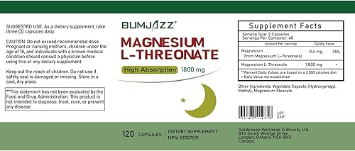 Miniatura 5 de Cápsulas de L-treonato de magnesio Suplemento 1800mg - 120 unidades