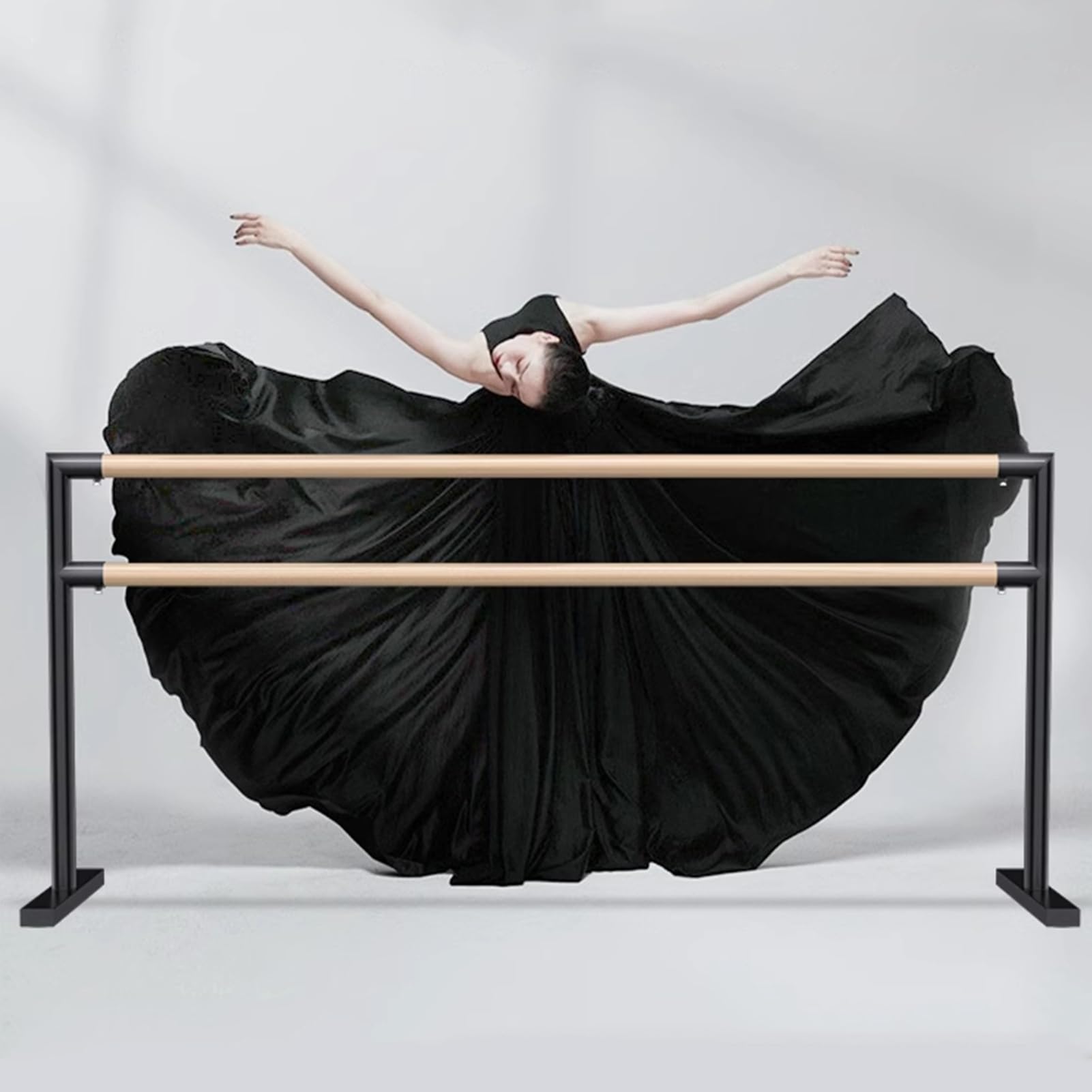 Barre de ballet double réglable en hauteur pour débutants en danse