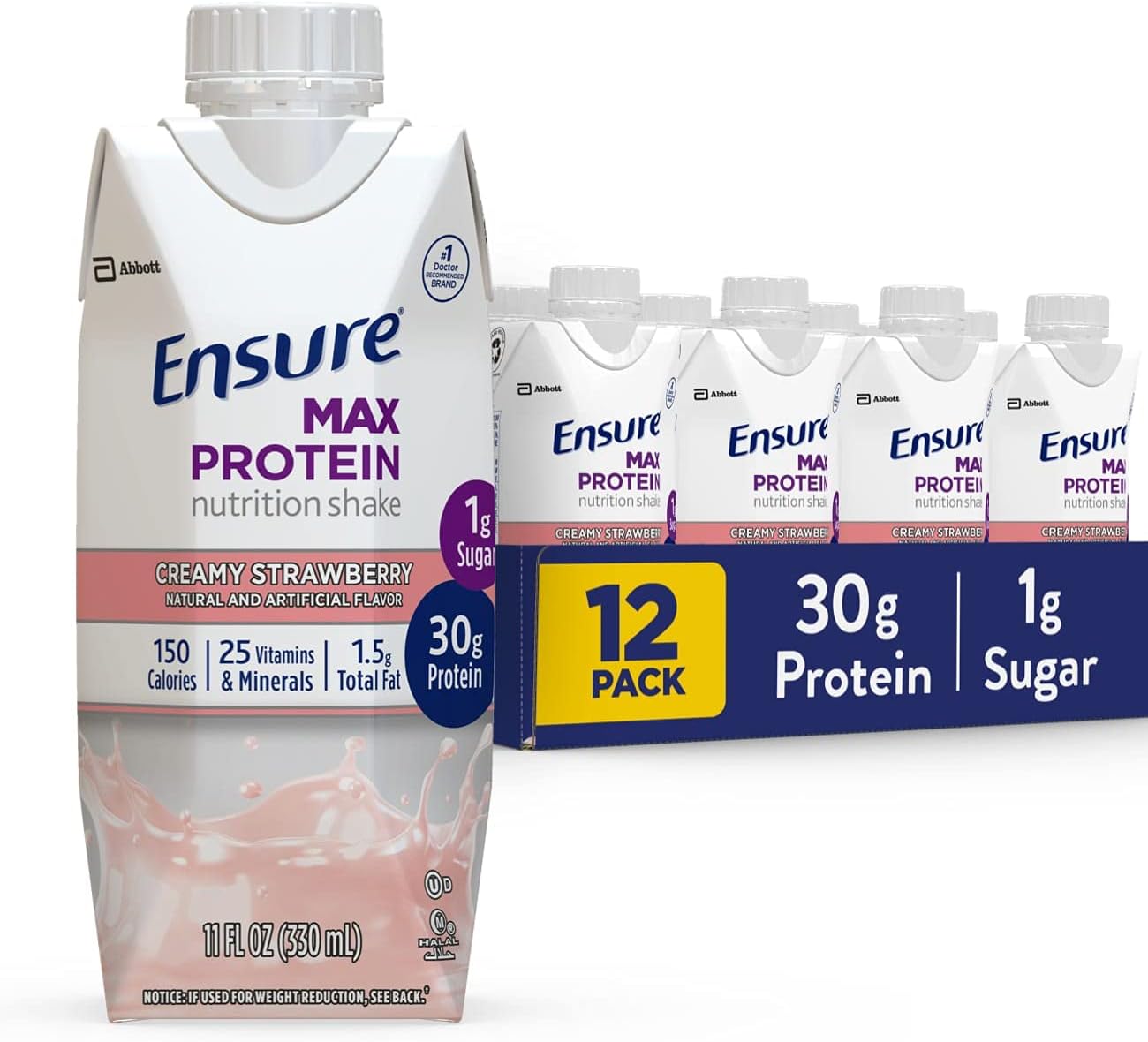 Buy Ensure Max Protein Nutrition Shake With 30g Protein 1g Sugar High Protein Shake Creamy Strawberry Strawberry 11 Fl Oz 12 Count Online In Indonesia B08whmbtm6