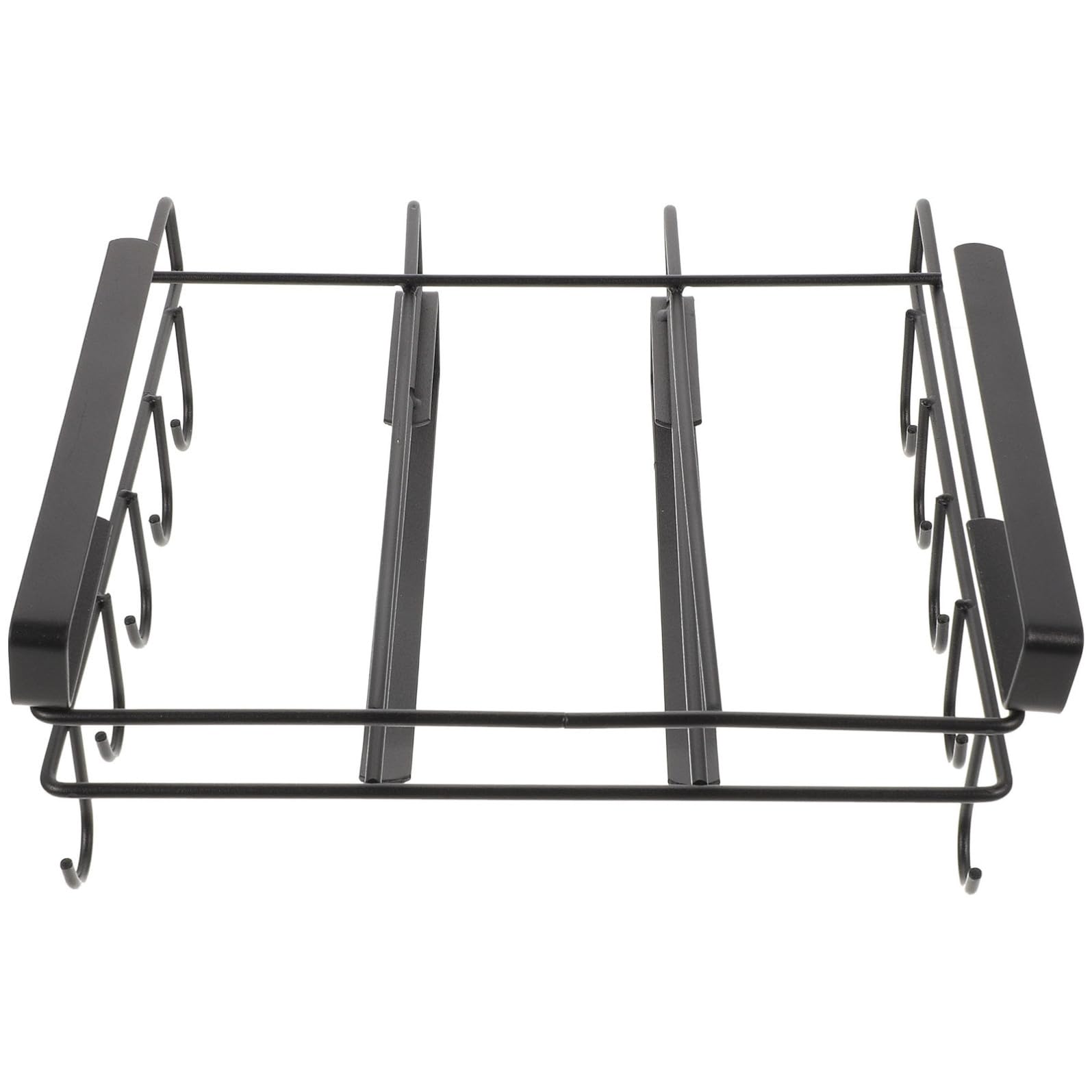 Organizer Porta Taglieri da Cucina in Metallo Nero Ganci, Mensola Salvaspazio Sotto Mobile per Taglieri, Porta Tazze e Accessori, Soluzione Compatta per Organizzazione Armadietti