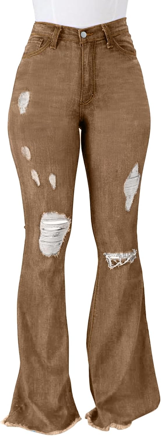 PEIHOT Vintage Bell Bottoms Flare Jeans for Women 90s High Waist Ripped Distressed Wide Leg High Rise Denim Pants