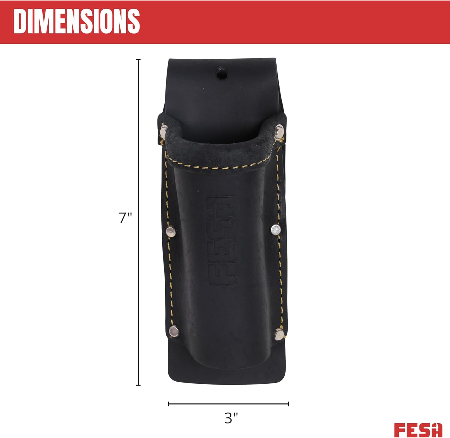 FESA Leather Hammer Belt Holder - No Slap Hammer Sleeve with Reinforced Heavy Duty Rivets & Nylon Stitching - Fits Any Belt, 2 Ways to Attach - Handcrafted