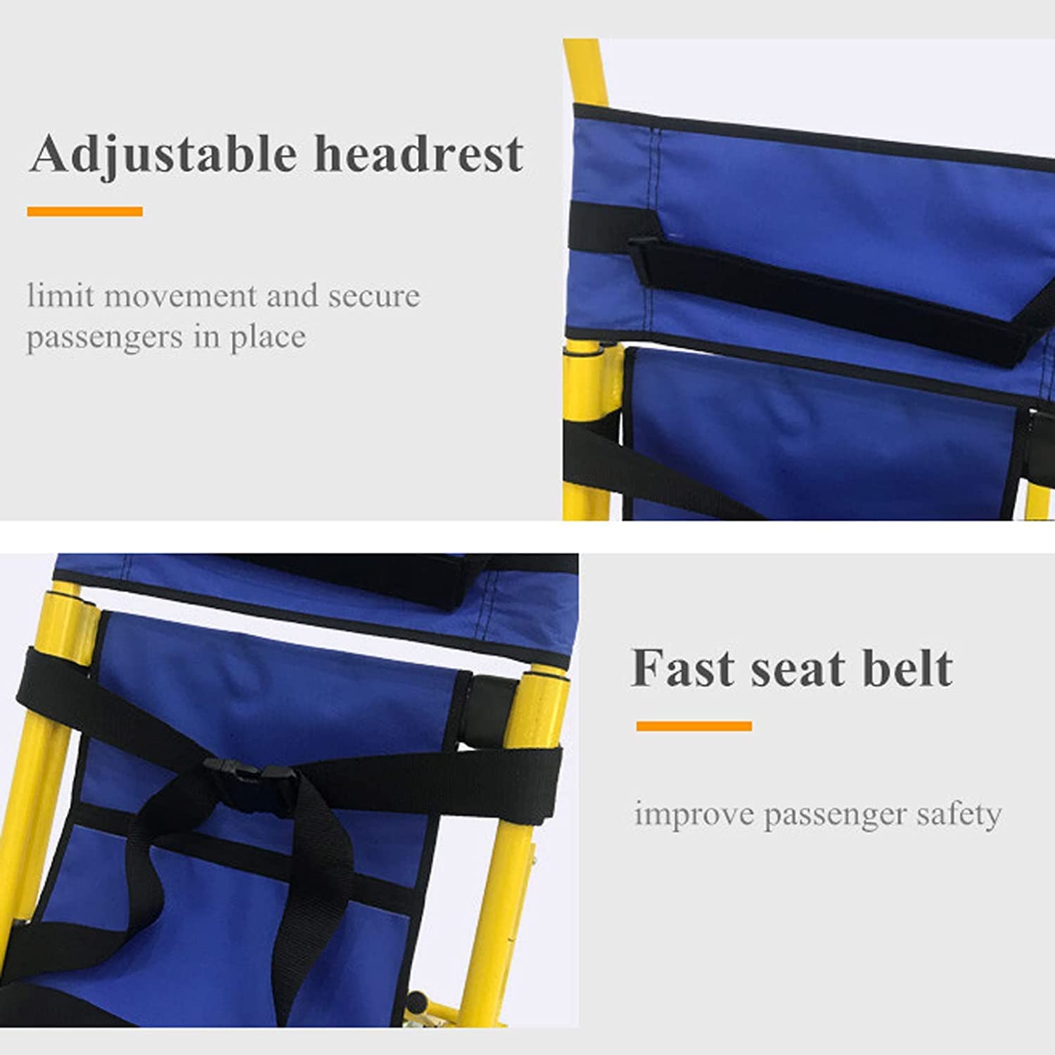 Sedia per scale di emergenza Barella per scale pieghevole portatile Sedia per scale per ascensore medico Ambulanza Sedia per barella su giù con fibbie a sgancio rapido per anziani disabili 159 kg