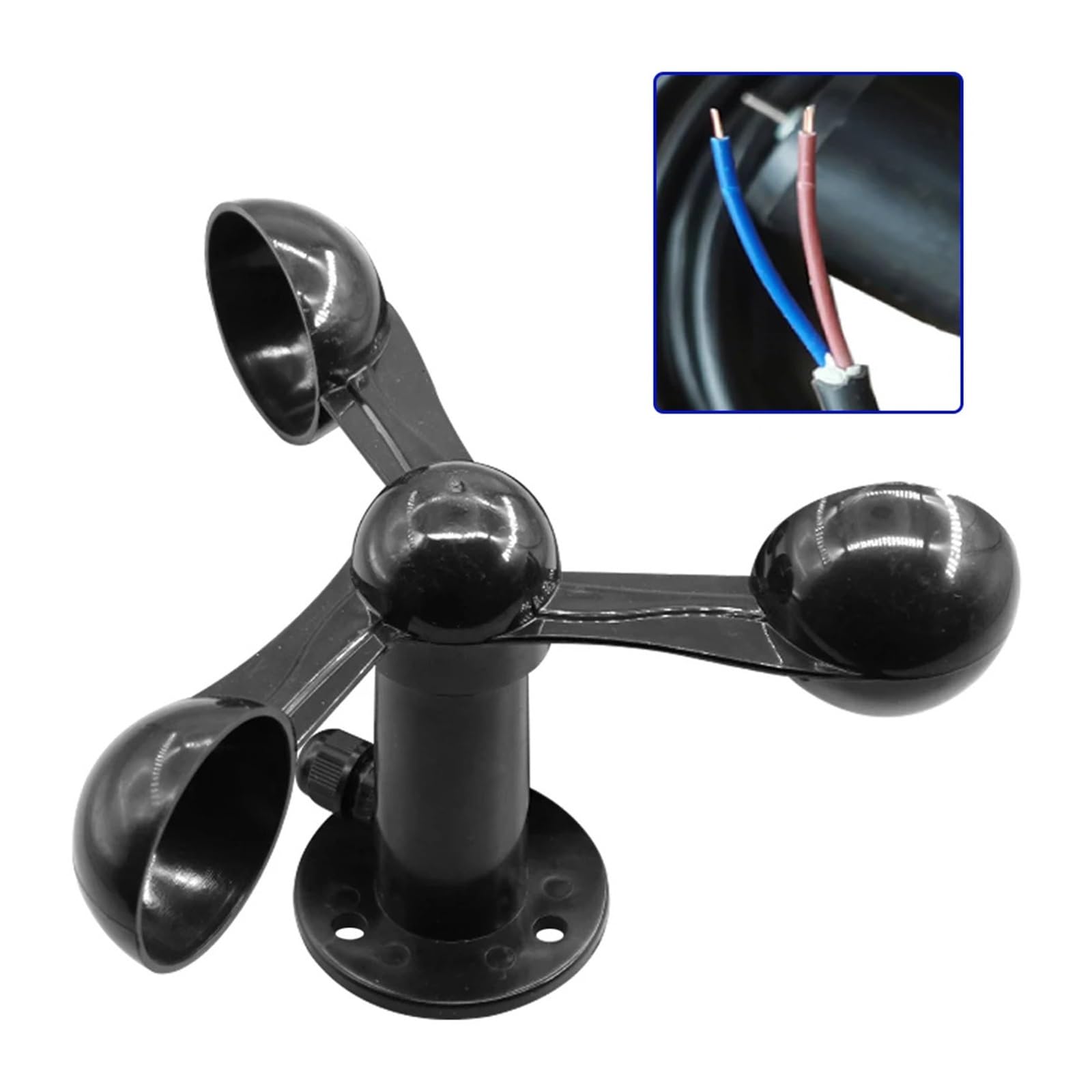 Wind Sensor Triple Cup Weather Meter Microcontroller 0-56m/s Wind Tester with 10m Cable Wind Weather Station(Style B)