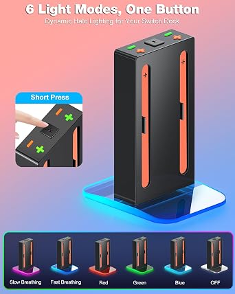 Upgraded Switch 2 Charging Dock for Nintendo Switch 2 Joycons, 4-in-1 Magnectic Controller Fast Charging Station with Adjustable 8 RGB Lights, Compact Desktop Stand for Bedroom & Gaming Setup,S