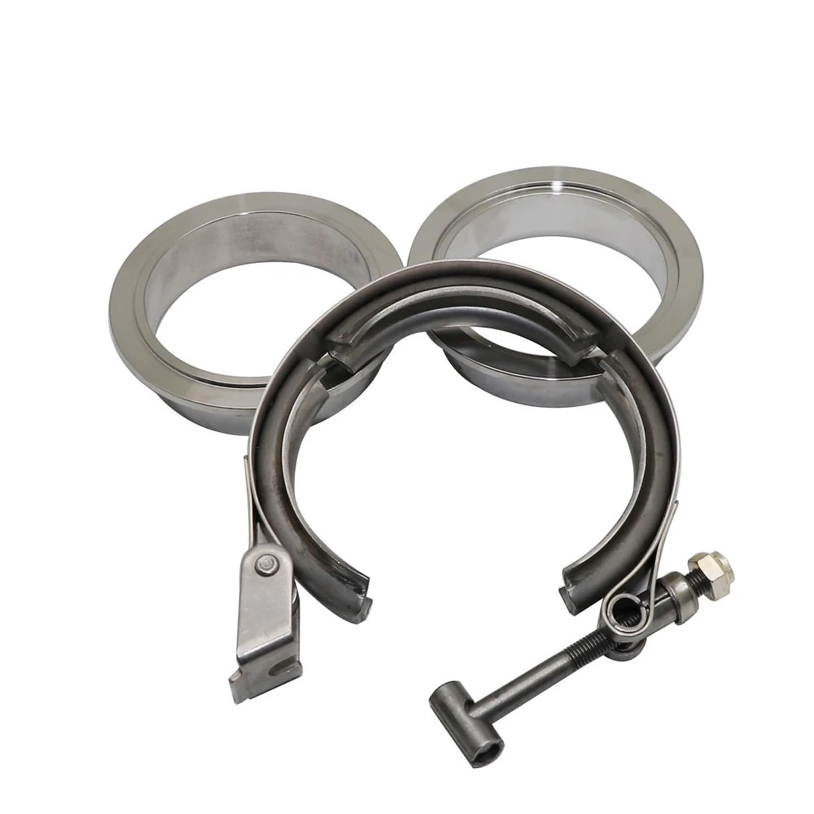 Band Clamps 304 Stainless Steel Quick Release V Band Clamp Universal Car Turbo Exhaust Pipe Vband Male Female Flange Kit(2.25 inch 57mm)