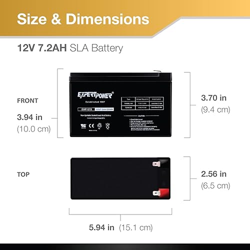 Miniatura 3 de ExpertPower Batería recargable sellada de plomo ácido (SLA) de 12V 7.2AH para sistema de alarma de seguridad con terminales F2  EXP1272  Paquete de 4