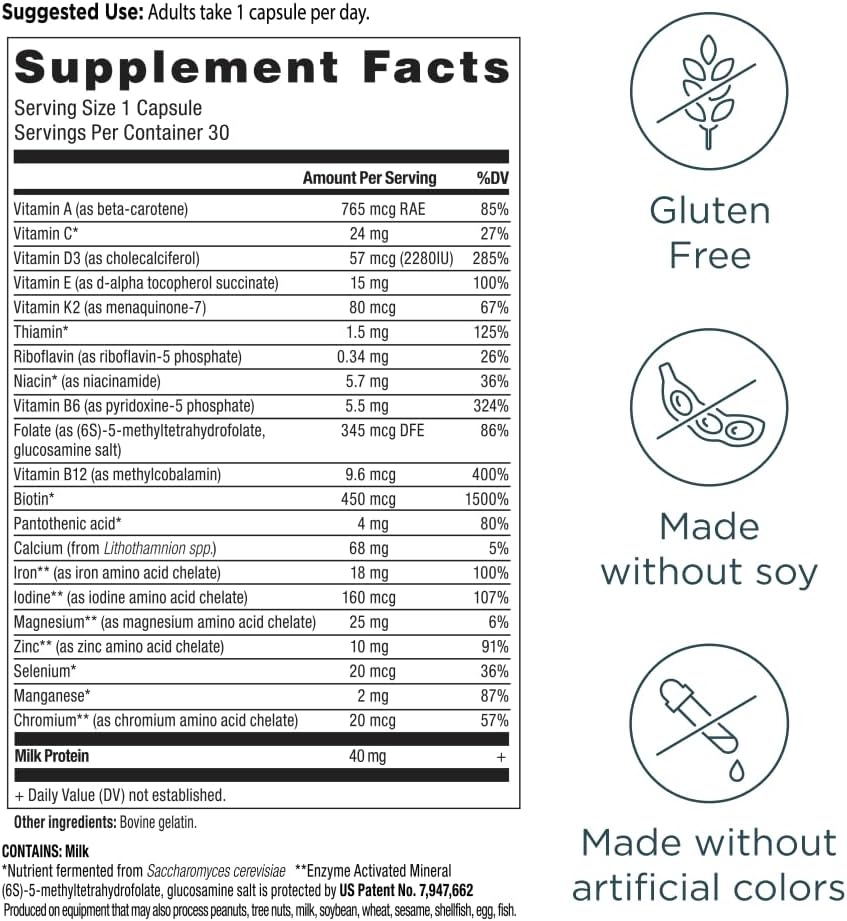 Ancient Nutrition Bone Health Multivitamin, Supports Bone Density, Bone Building & Remodeling, 21 Vitamins & Minerals with Milk Protein Peptides, Methylated B Vitamins & Chelated Minerals, 30 Servings