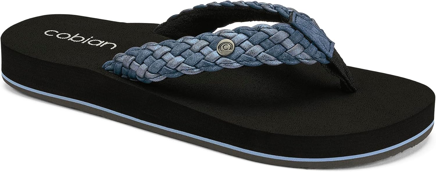 Cobian Braided Bounce – Women’s Sandals With Extra-Thick Cushion – Soft Flip Flops for Women With Arch Support