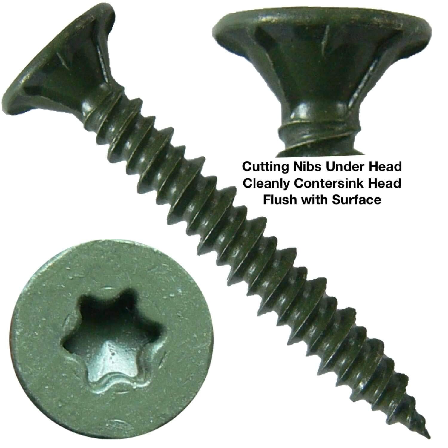 10x1-1/4 Sharp Point Torx/Star Head Screws for Fastening Cement Backer/Board/Tile- Torx/Star - T-25 Head - 1 Pound 166 Screws