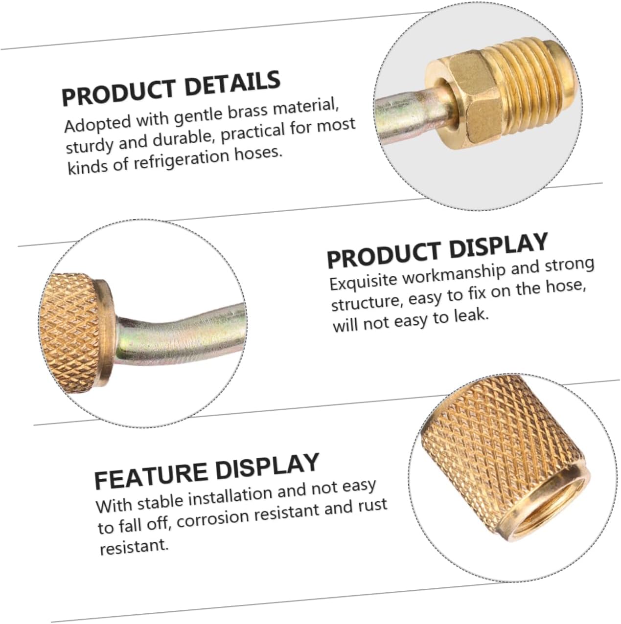 Cabilock 3pcs Refrigeration Hose Fitting Hose Adapter Tools Conditioner Hose Connector Hose Connector Conditioner Hose Fitting Yellow Brass