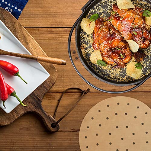 Numola Air Fryer Parchment Paper Liners, 100 Pcs Air Fryer Disposable Paper Liner For 3.4-7Qt Air Fryer, 8 Inch Safe Air Fryer Paper, Non-Stick Steamer Liner For Microwave, Bamboos Steaming Basket #TOP7