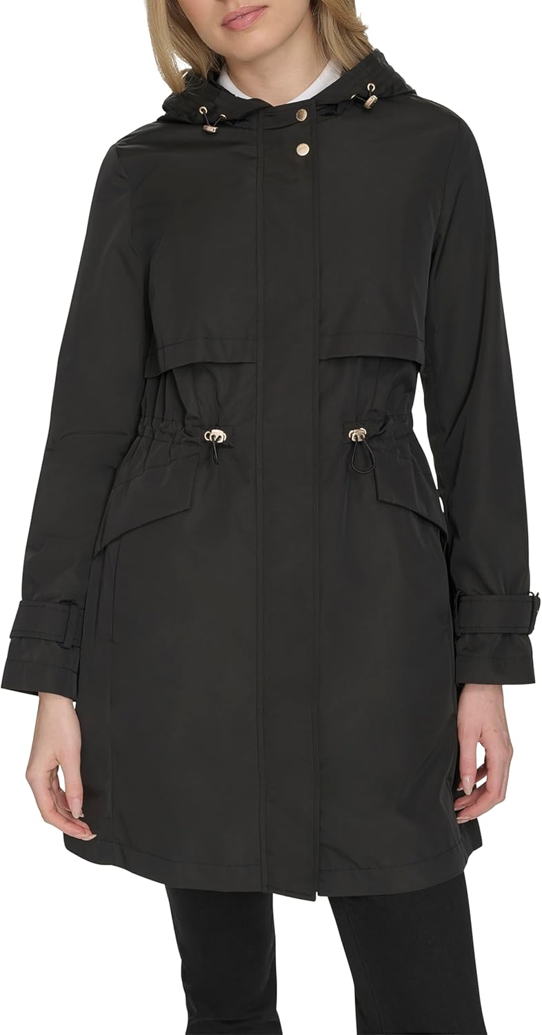 Cole Haan Women's Travel Packable Casual Trench Style Parka Jacket
