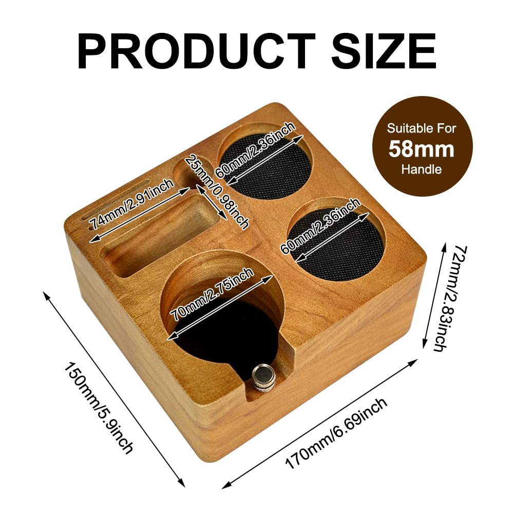 stacja do ubijania 58 mm z orzecha włoskiego, stacja do ubijania kawy espresso, akcesoria do kawy Barista, akcesoria do ekspresu do kawy, stacja do ubijania (58 mm)
