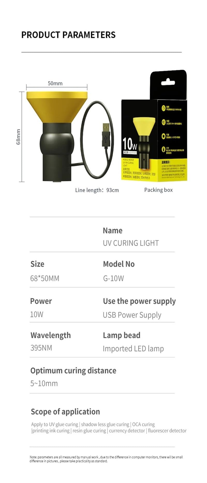Lampada UV per Resina Lampada UV da 10 W polimerizzante intelligente Adesivo for colla adesiva ottica for riparazione LCD della scheda madre BGA del telefono