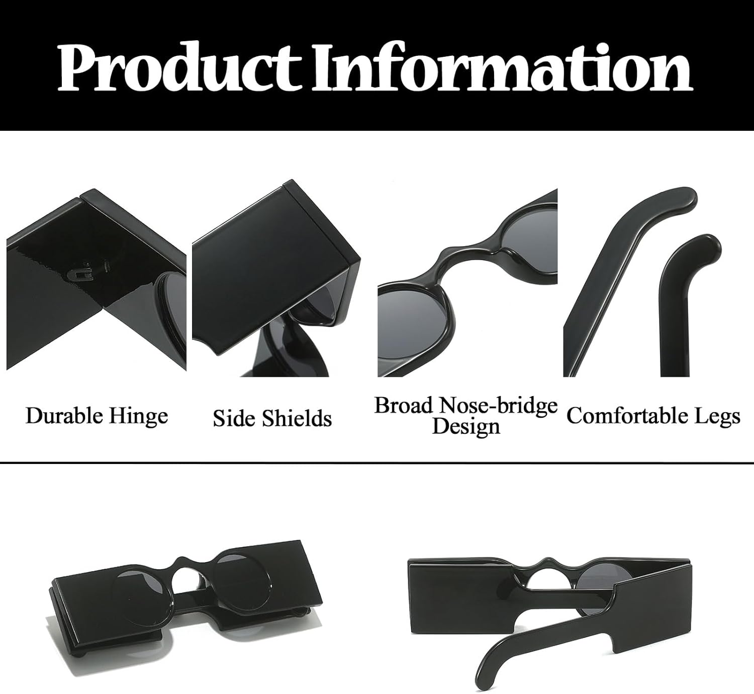 LJCZKA Retro Punk Sunglasses for Men Women Trendy Vintage Side Shield Unique Small Rectangle Hip Hop Sun Glasses - Image 4