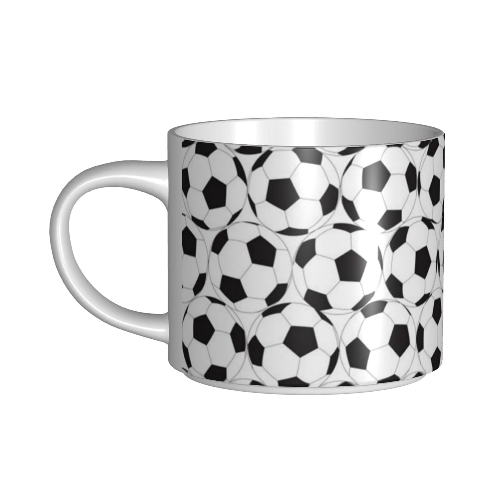Schwarz-weißes Fußball-Muster, bedruckte große Kapazität, Keramik-Tasse, Kaffeetasse