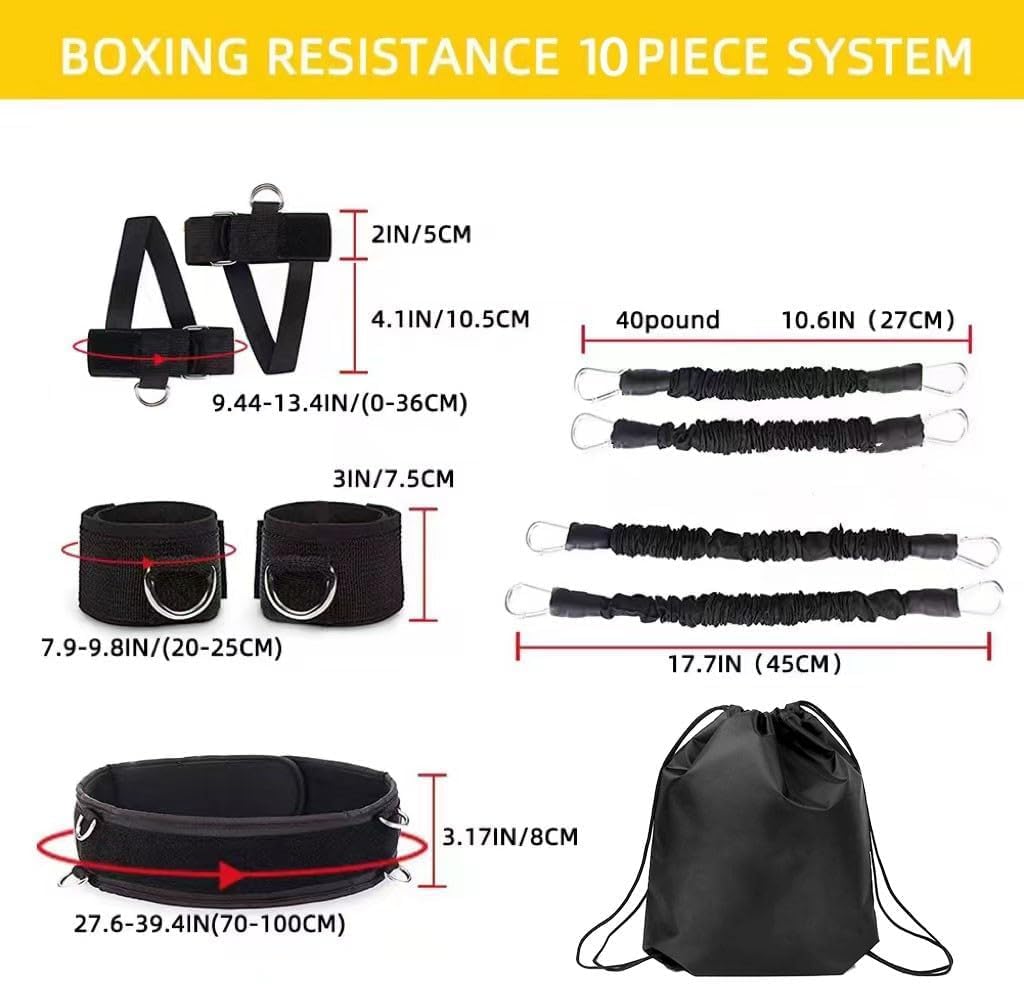 Fitcozi Boxing Resistance Bands, Leg Strength and Agility Speed Resistance Bands Trainer Exercise Power Punch Pro for MMA, Karate Combat, Boxing Basketball Football Training Equipment 1