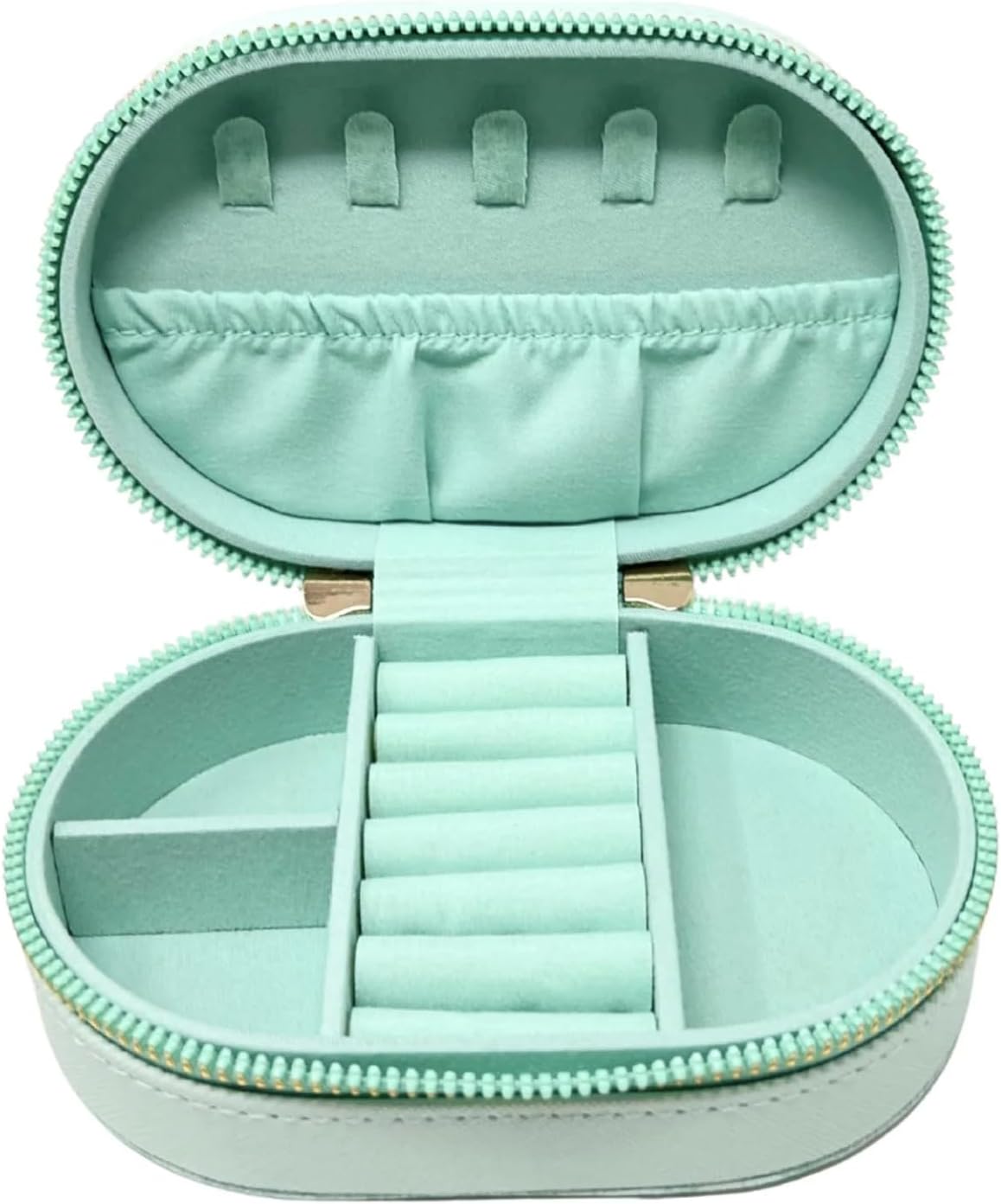 Impressions Vanity BT21 Travel Jewelry Organizer with Faux Saffiano Leather, 3 Divided Compartments, Organizer box with BT21 Natural Garden Design, 8 Ring Holder, Inner Slip Pocket Vanity Organizer