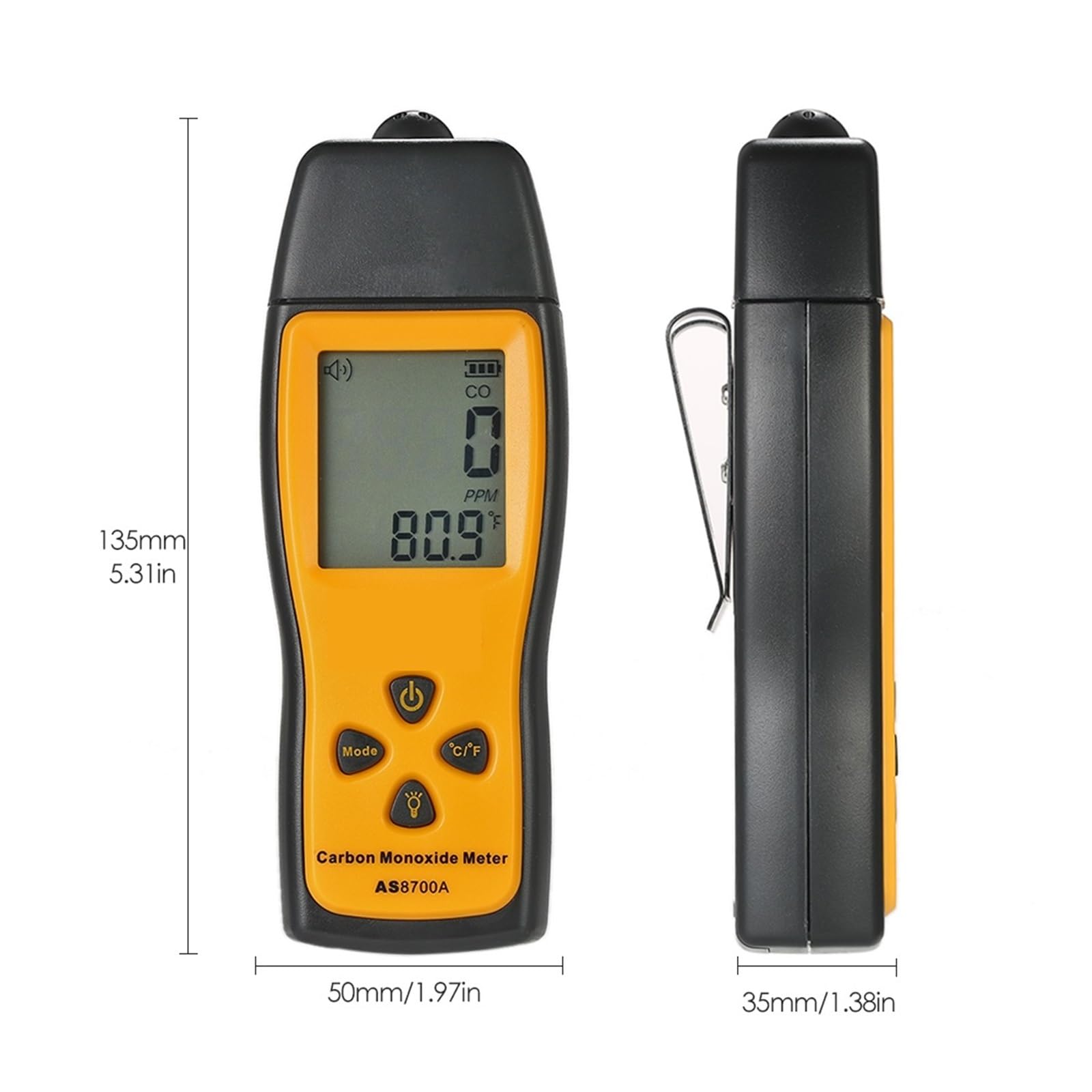 Detector de Gas portátil 0-1000ppm, medidor monóxido carbono con Monitor calidad del aire, probador CO, pantalla LCD Alta Precisión