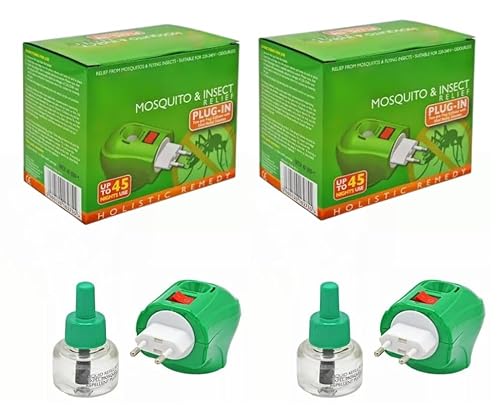 Plug in Mosquito Repellent for Home & Travel - Long Lasting Protection up to 45 Nights | includes Two Refills | Effective Insect Killer - 2 Pack