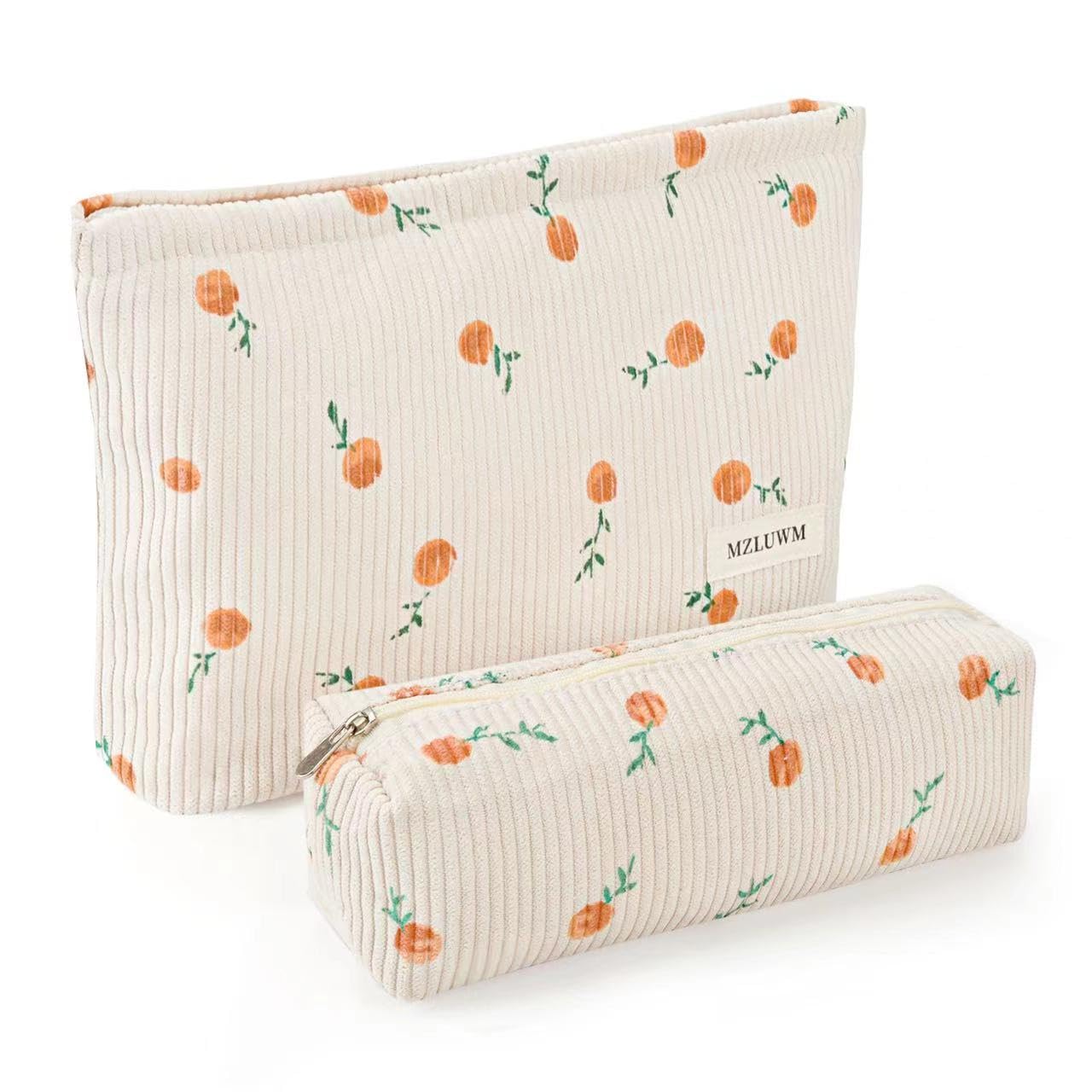 MZLUWM Makeup Bag, Cosmetic Bags for Women, Large Capacity Make up Bag and Brush Storage Bag,Corduroy Makeup bag Set,Aesthetic Women Handbags Purses,