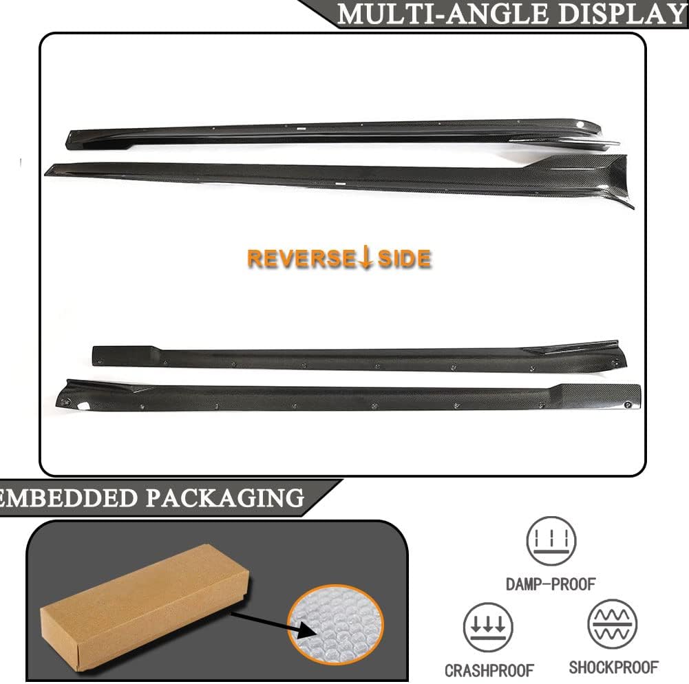 MCARCAR KIT Real Carbon Fiber Side Skirts for Tesla Model S Plaid 2021-2023 Under Door Rocker Panels Valance Extension Lip Factory Outlet