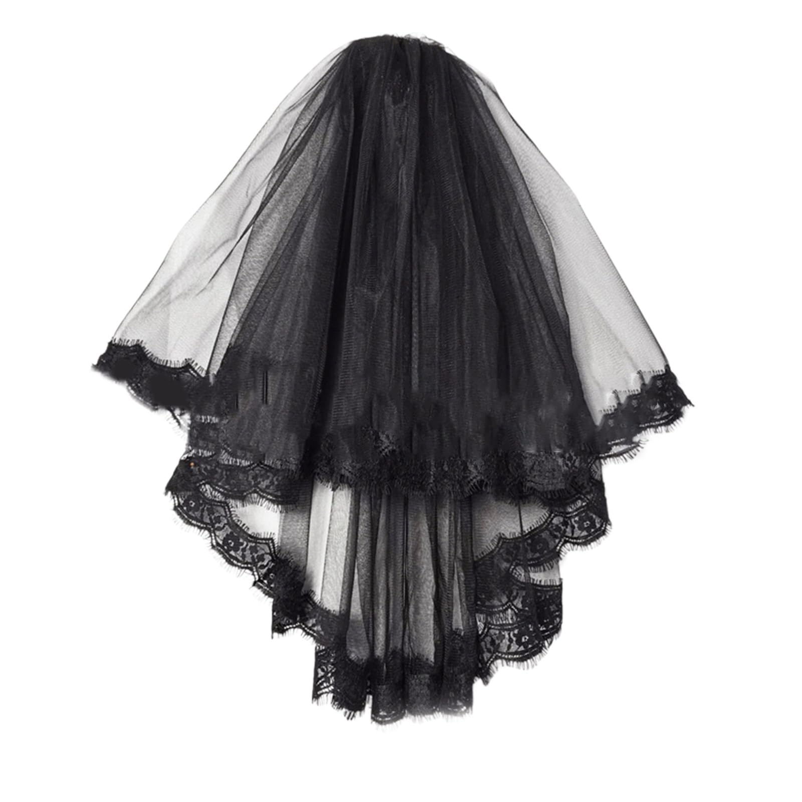 Fentency Wedding Bride Lace Tulle with Bowknot/Floral Trim Elegant Bridal Prom Party Tiaras Women Long Veil for Taking Photo