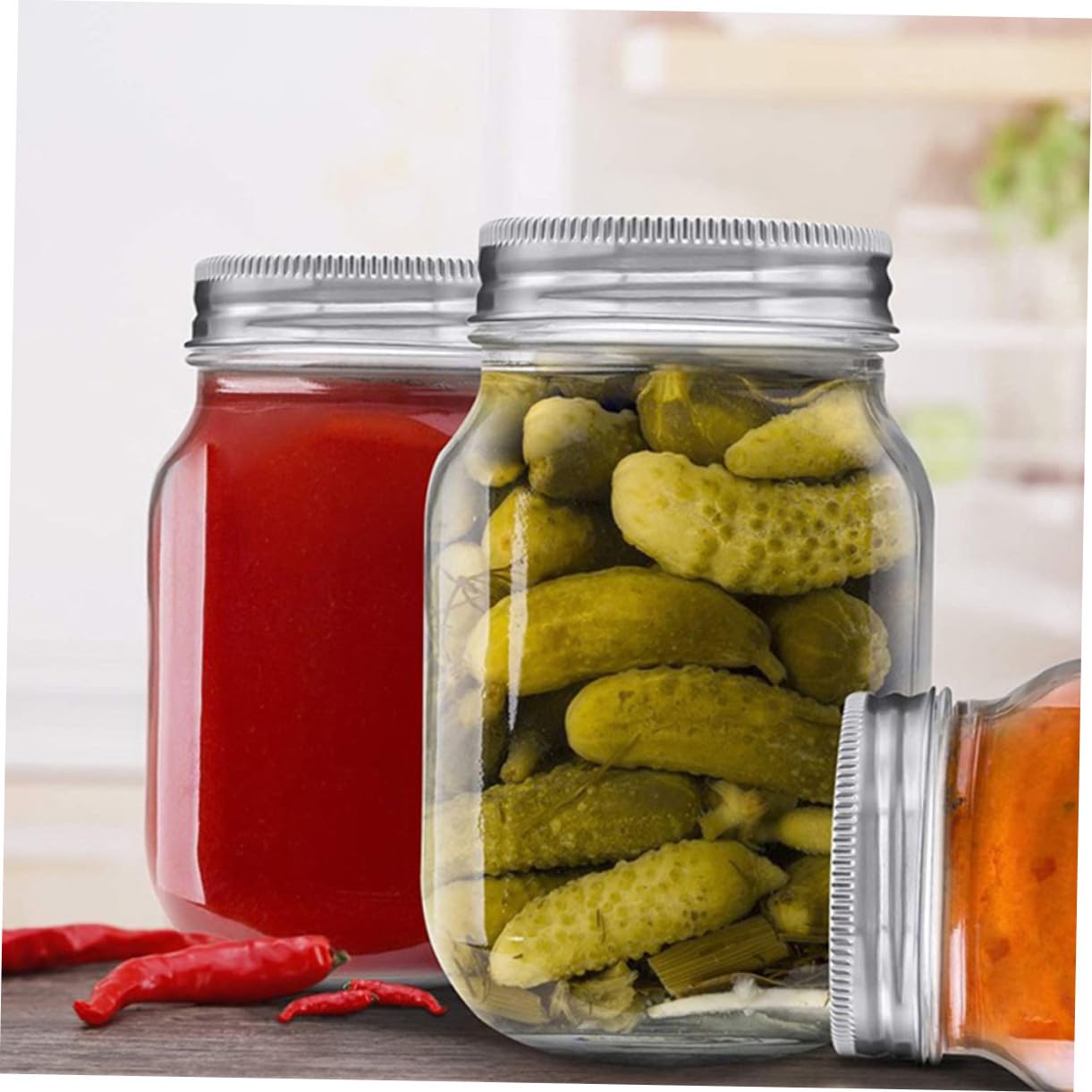 6 pezzi Barattoli Mason Ermetico Vasi in Vetro Trasparente per Marmellate e Conservazione Alimentare Vasetti Sigillati Resistenti e Riutilizzabili