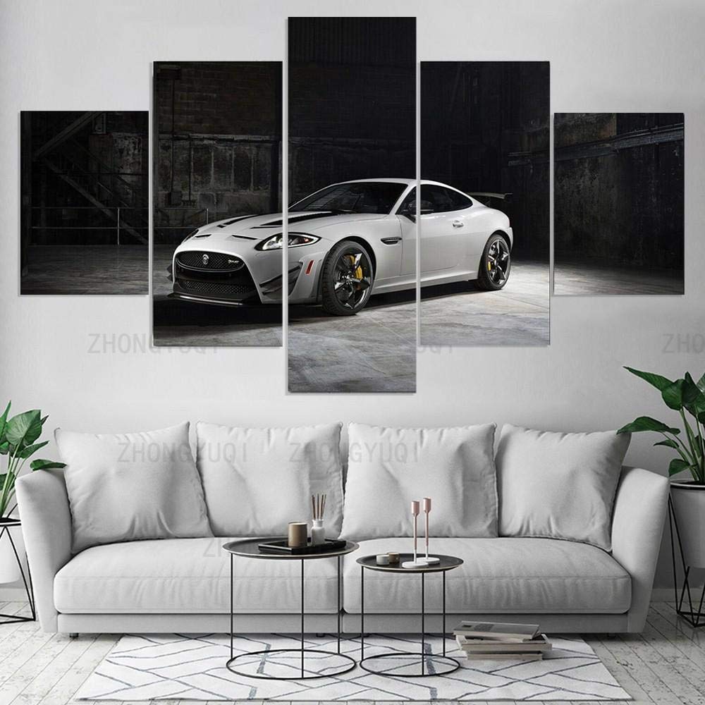 Multi Panel Wall Art 5 Piece Print On Canvas Pictures Classic Sports Car Art Print Images Modern Home Decoration 150×80Cm Wallpaper (Completely Framed