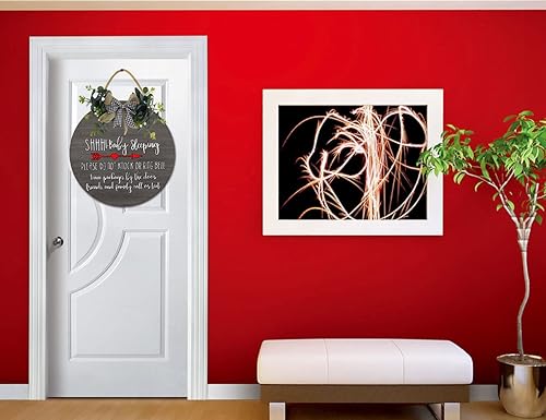 Miniatura 5 de Baby Sleeping Plsease Do Not Knock or Ring Bell - Colgador redondo de madera para puerta, guardería, puerta delantera, decoración de perilla de