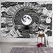 Uspring Moon and Star Tapestry Clouds Tapestries Black Tapestry Psychedelic Mountain Tapestry for Room