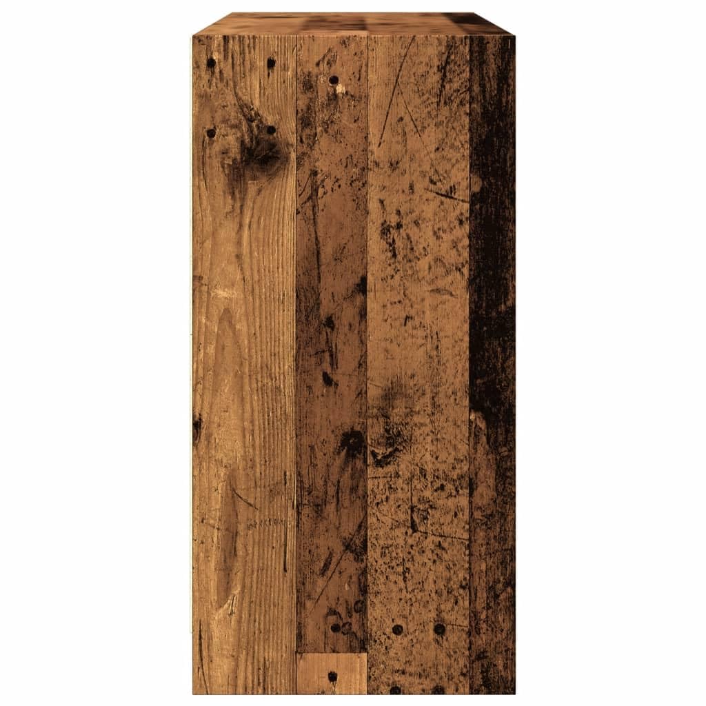 Kredens o wyglądzie starego drewna 102 x 37 x 75,5 cm, materiał drewnopochodny, szkło, z 6 półkami, miejsce do przechowywania książek, jako szafka bufetowa