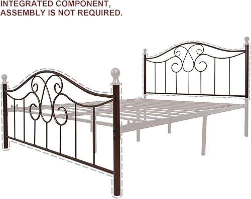 Miniatura 58 de Base de cama de metal Queen con cabecera y estribo, plataforma de granja, marco de cama tamaño Queen para debajo de la cama, no necesita somier y