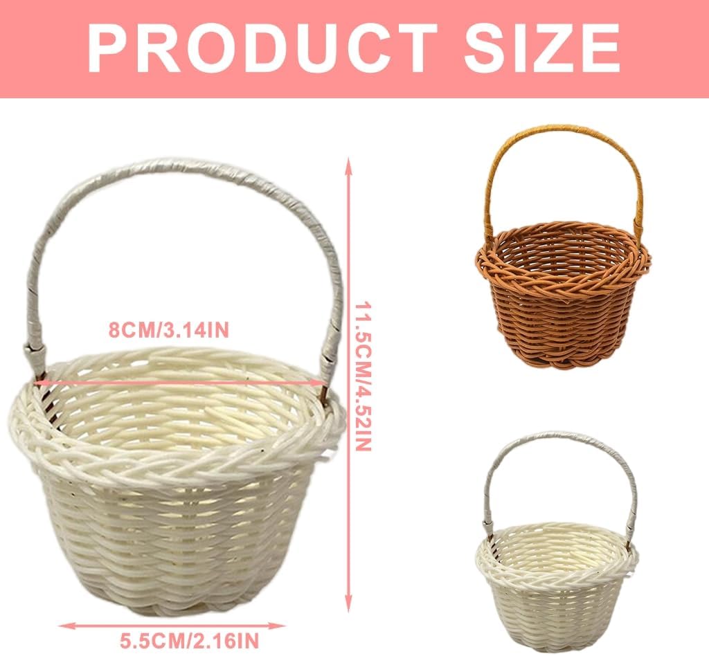 Pack of 4 Handwoven Flower Baskets Artifical Rattan Crafted Baskets Handheld Baskets for Home and Wedding Use image 5