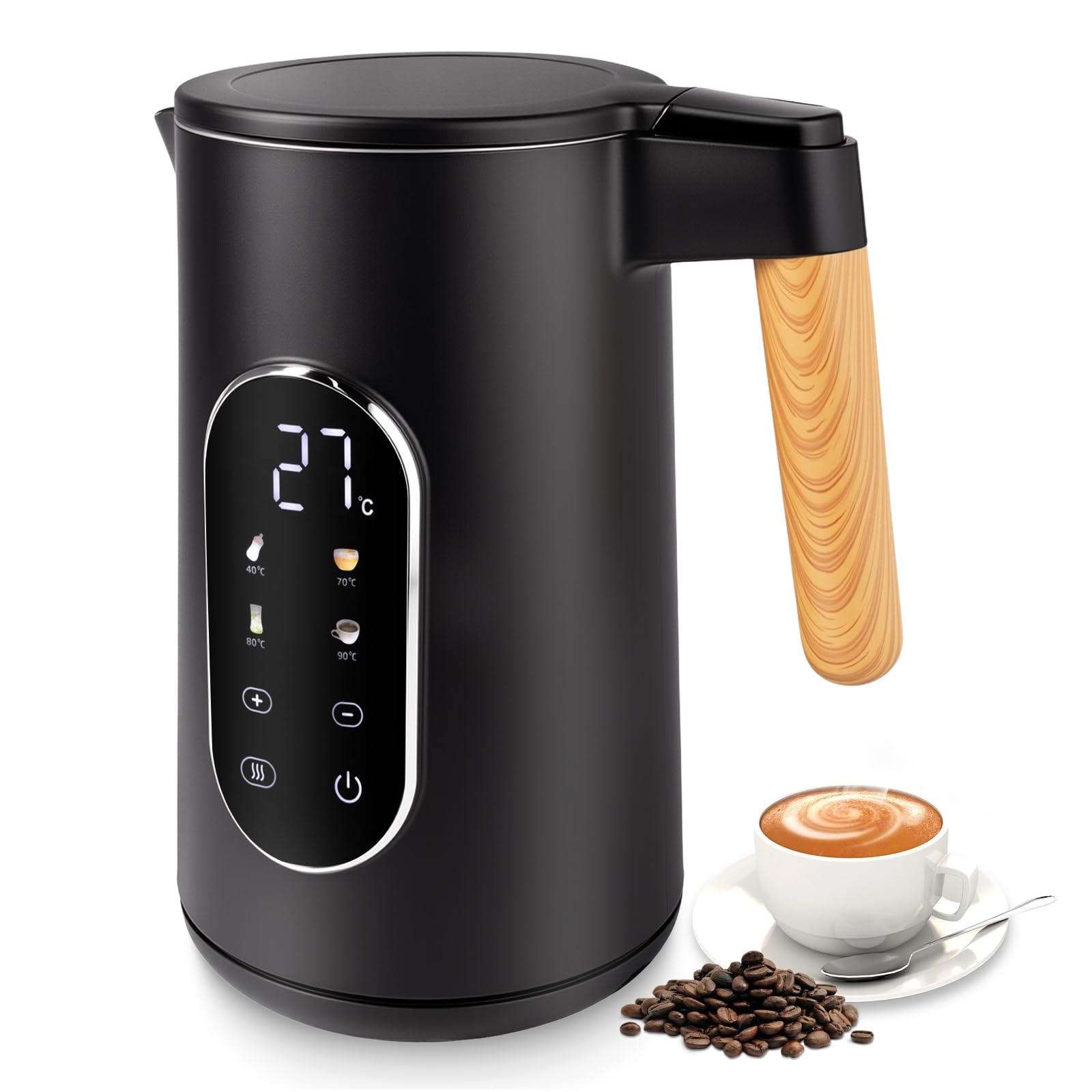 Wasserkocher Edelstahl 1.7 L Wasserkocher mit Temperatureinstellung 40°C-100°C