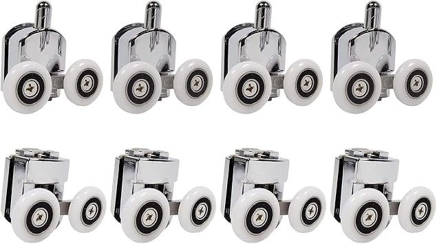 Twin Shower Door Rollers Runners Wheels Pulleys Wheel Diameter Top Bottom Bathroom Replacement Parts 25mm-8pcs