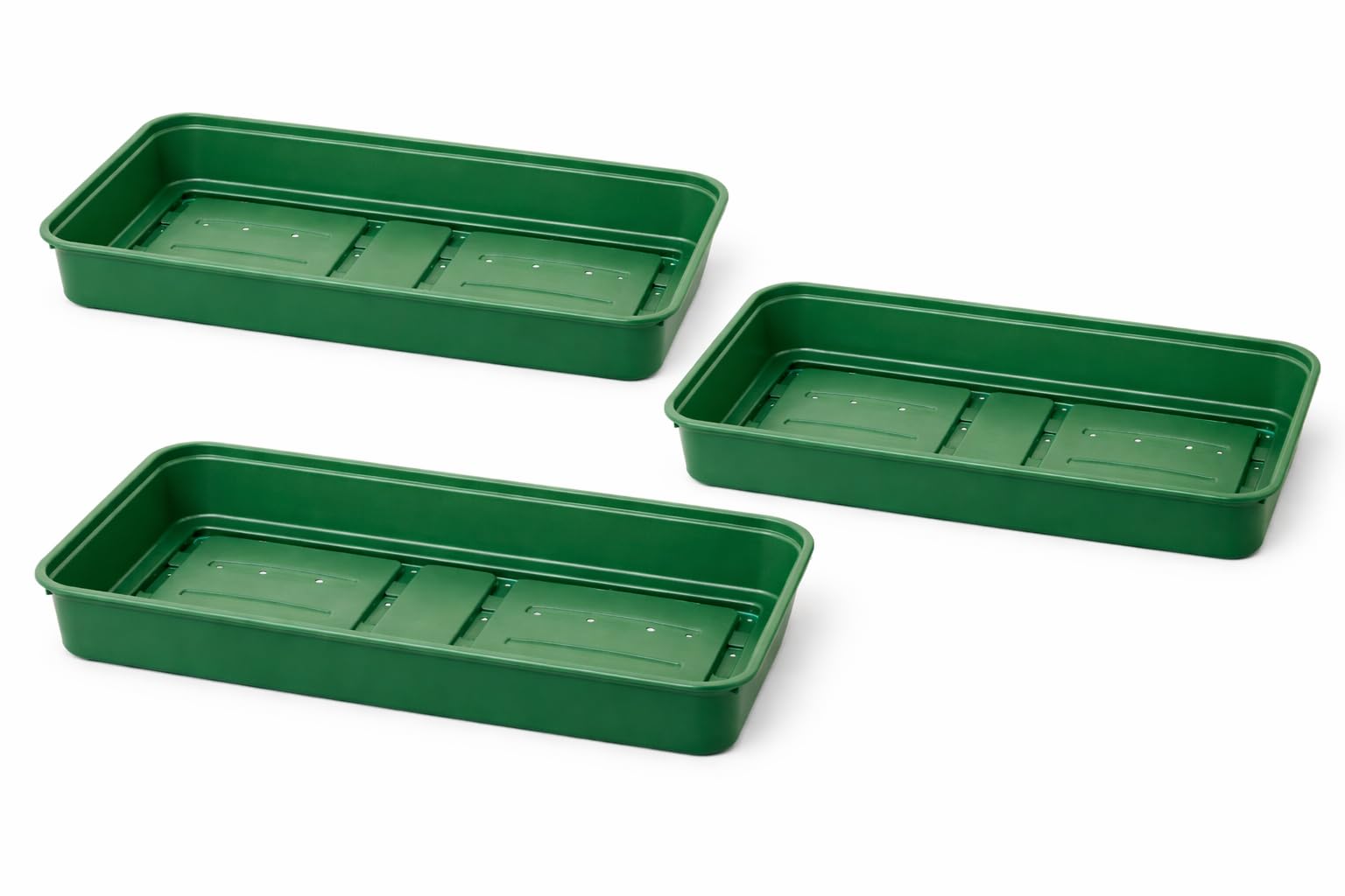 Accurate Green 38Cm Seed Tray Set Of 3 With Drainage Holes – Forest Plant Seedling Starter Trays For Propagation, Germination & Nursery Growing