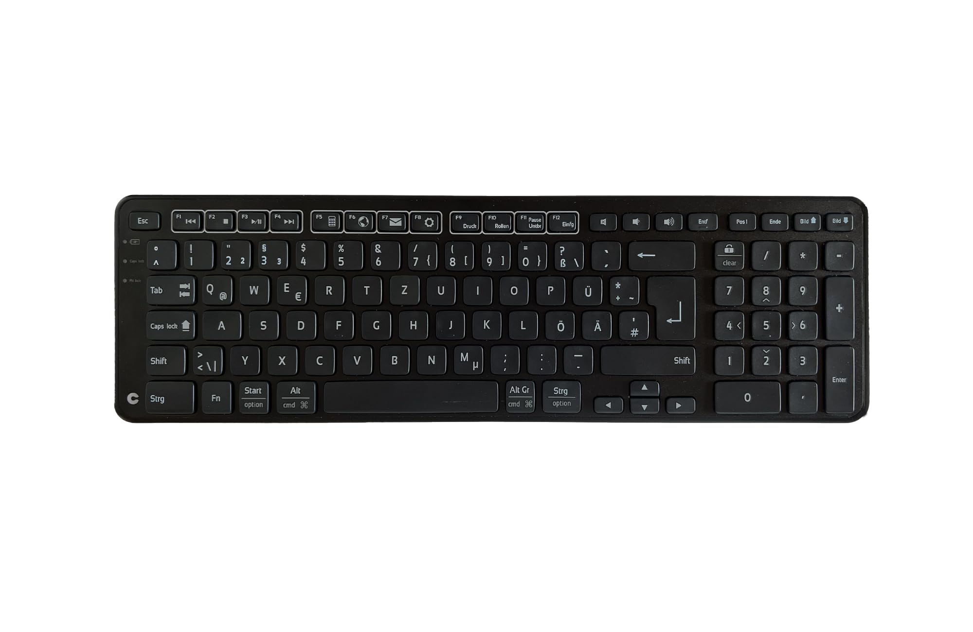 Contour Balance Keyboard | klawiatura bezprzewodowa z gniazdem USB | układ QWERTZ | super płaska klawiatura radiowa | klawiatura numeryczna + przyciski medialne | do domu i pracy | do Windows i Mac