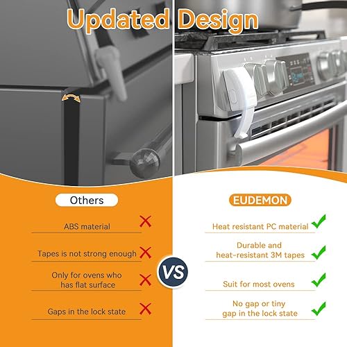 Miniatura 7 de EUDEMON 1 paquete de cerradura frontal para horno, cerradura de puerta de horno a prueba de niños, fácil de instalar y usar, material duradero y